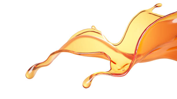 istock Splash of juice
, orange liquid on white background, isolated. 3d illustration, 3d rendering. 1208718214