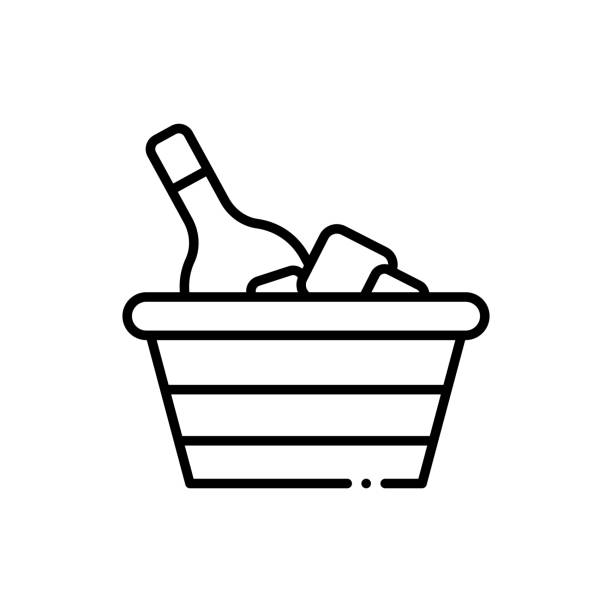 вино ведро вектор икона линия стиль иллюстрация. - barware stock illustrations