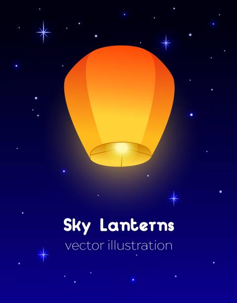 небесный фонарь - china balloon stock illustrations