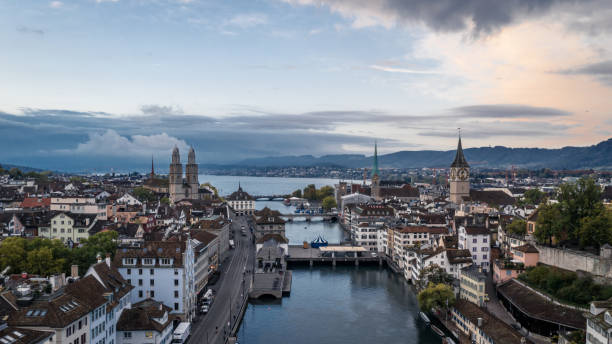 istock Zurich old town morning aerial view 1208719966