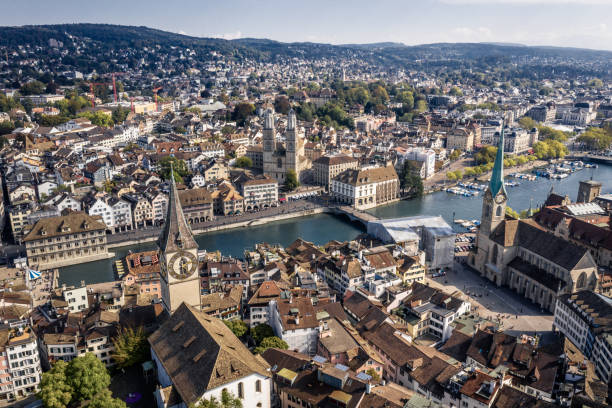 istock Zurich old town aerial view 1208721622