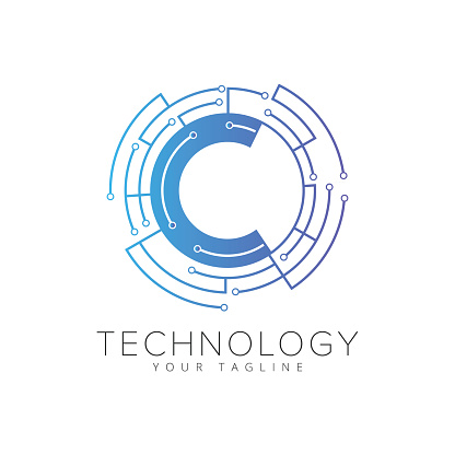 Tech  C letter design template. Vector technology icon design