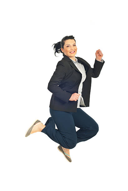 istock Jumping happy business woman 120872656