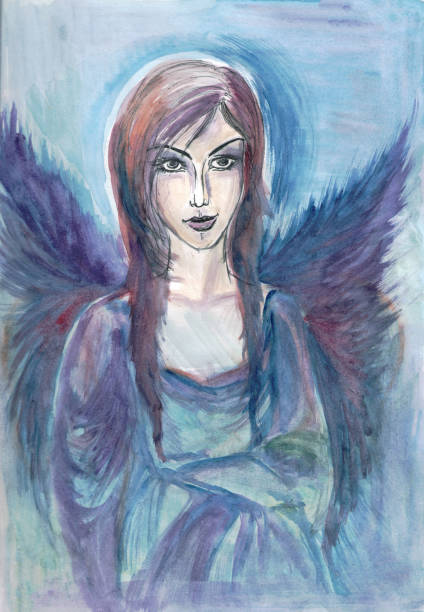 istock Blue fairy strange woman angel with wings 1208728336
