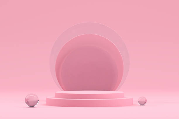 istock Empty Podium, Pedestal, Showcase, Product Stand on Pink Background 1208730434