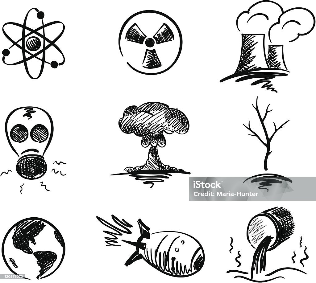 Conjunto de Energia nuclear - Royalty-free Nuvem-Cogumelo arte vetorial
