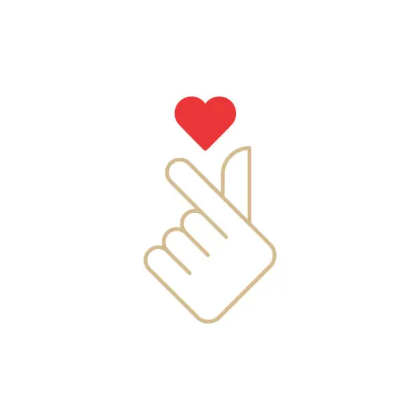 Vector illustration of Korean heart hand gesture symbol