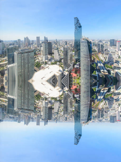 istock High view of the city with invert side process style 1208736357
