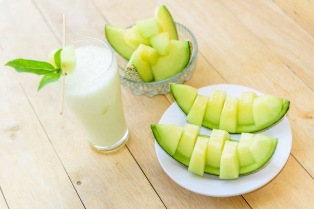 istock Milk melon Smoothie in glass 1208736365