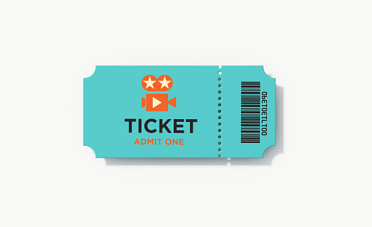 Blank event tickets - game, show, event - in blue color. Isolated on white background. Clipping path is included.