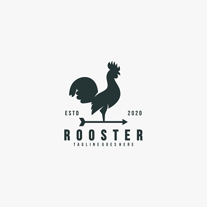 Vector Illustration Rooster Pose Silhouette Style.