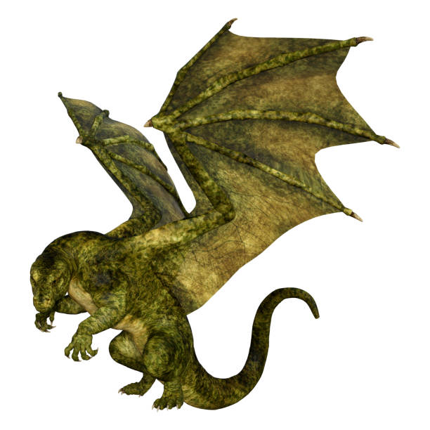 istock 3D illustration fantasy dragon on white 1208746631