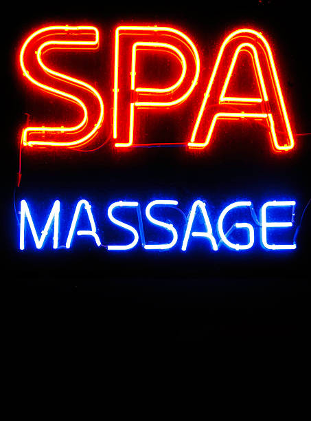 istock Neon sign in window of spa and massage parlor 120875553