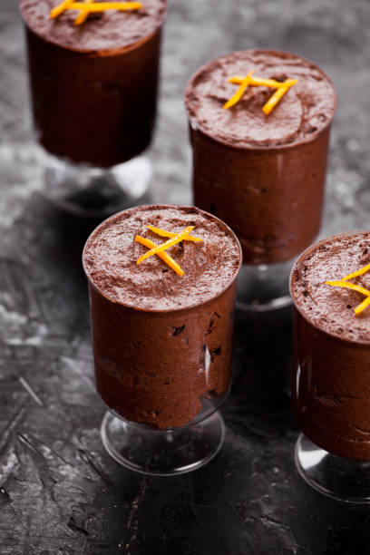 istock Small Glasses Of Homemade Chocolate Mousse 1208758624