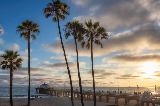 plaża w kalifornii - santa monica beach santa monica pier malibu california zdjęcia i obrazy z banku zdj�ęć