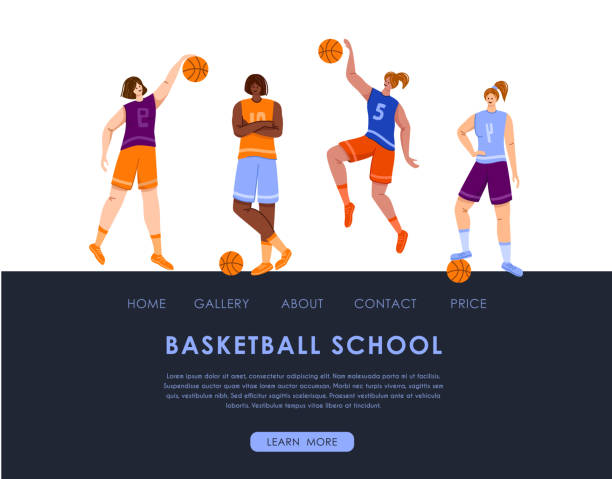kobieta koszykarz sport koncepcji - basketball team sports healthy lifestyle isolated objects stock illustrations