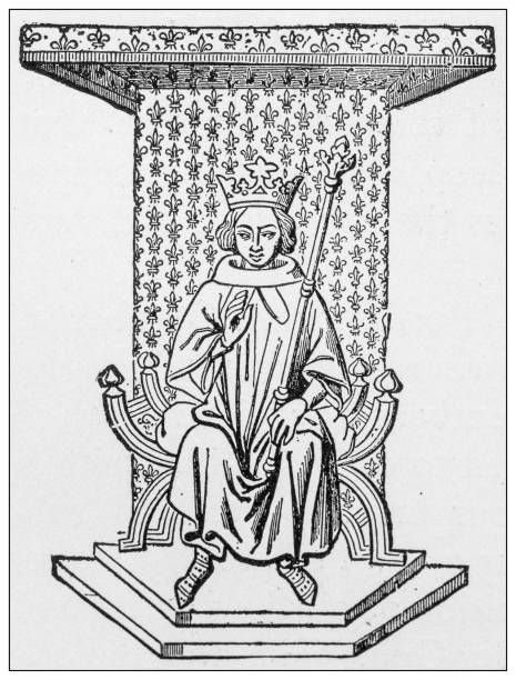 antyczne ilustracje ważnych ludzi z przeszłości: louis ix - king louis ix stock illustrations