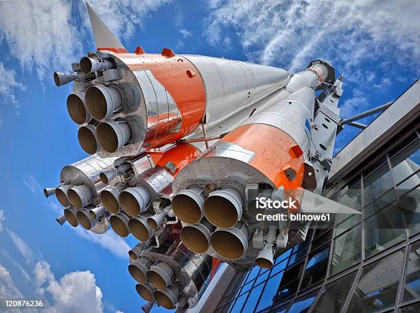 Russian Rocket Being Launched To Space Stock Photo - Download Image Now - Rocketship, Launch Pad, Aerospace Industry