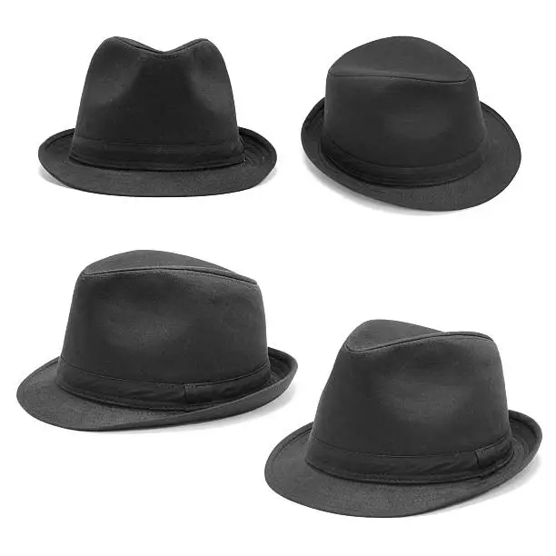 Set of black hats isolated on white