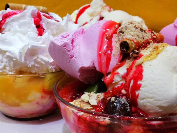 istock Fruit salad with ice cream with honey and nuts 1208766338