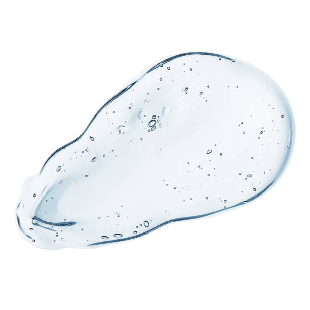 istock Cosmetic liquid transparent clear blue gel smudge 1208766523