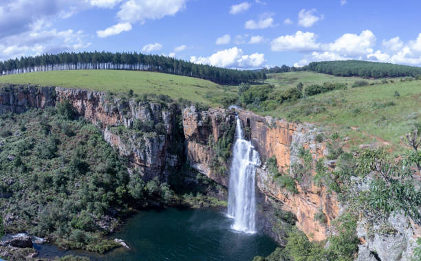 Panoramic view of the Lisbon Falls in a sunny day