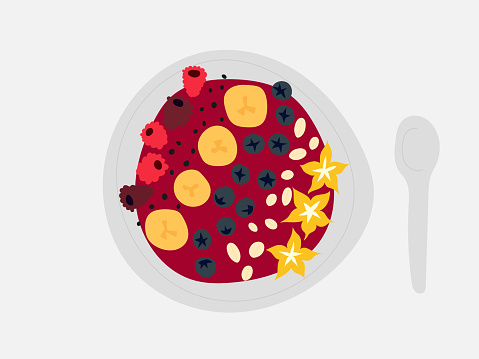Berry fruit smoothie bowl vector illustration