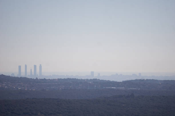 istock Panoramic view of Madrid (Spain) and pollution cloud from the distance 1208772031