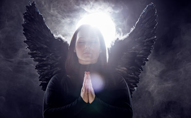 istock Black Winged Female Angel 1208772153