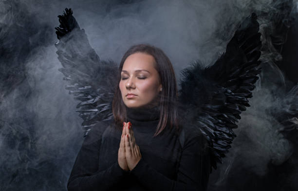 istock Black Winged Female Angel 1208772256