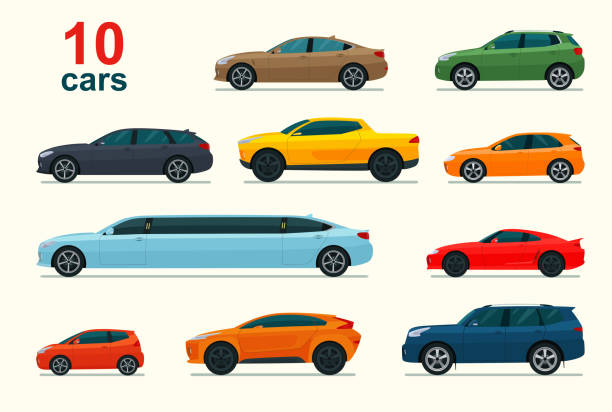 Big set of different models of cars. Vector flat style illustration. Big set of different models of cars. Vector flat style illustration. audi stock illustrations