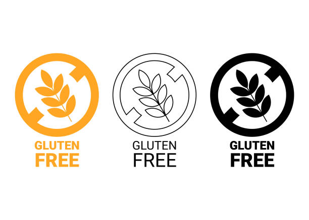 glutenfreies symbol. isoliert kein kornsymbol. gelbes, umrissund schwarzes symbol. vektor - teig stock-grafiken, -clipart, -cartoons und -symbole