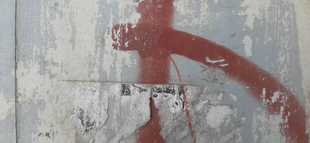 istock spray paint of red paint on a white and gray plastic surface, painted worn plastic texture background, worn out plastic, background material, old and damaged paper stuck on plastic 1208780979