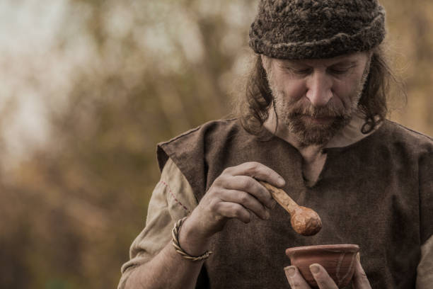 istock An individual viking man in a viking settlement 1208781123