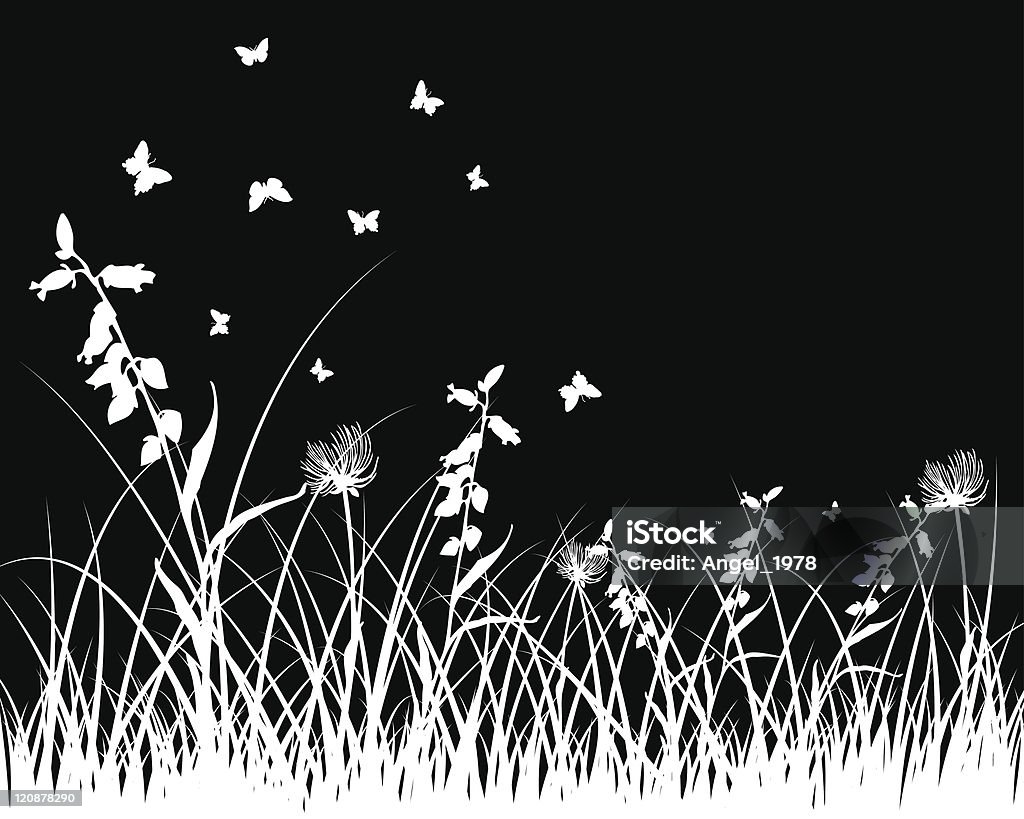 meadow シルエット - Horizonのロイヤリティフリーベクトルアート