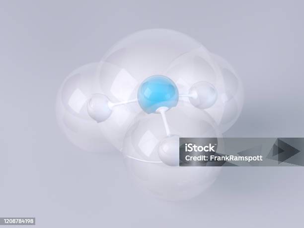 Ammonia Molecule 3d Render Gray Background Stock Photo - Download Image Now - Ammonia, Nitrogen, Molecule