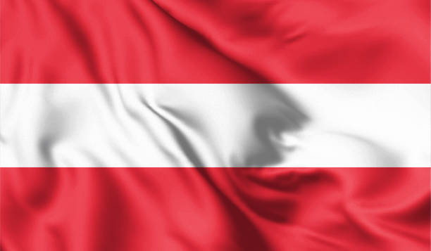 istock Austria flag blowing in the wind. Background texture. Vienna, Austria. 3d Illustration. 1208785628