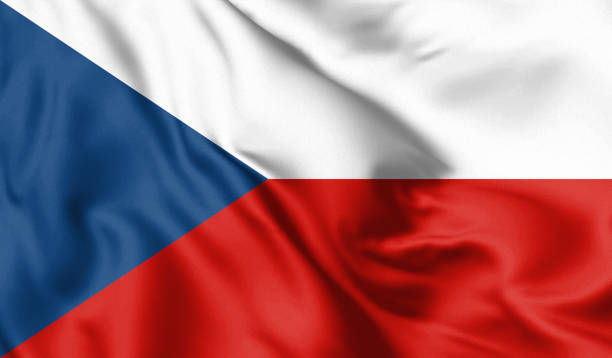 istock Czech Republic flag blowing in the wind. Background texture. 3d Illustration. 1208785633