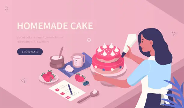 Vector illustration of homemade cake