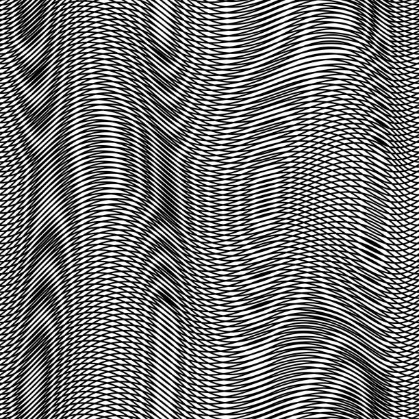 シームレスな抽象ベクトルの背景。細い黒い線のパターンを持つモアレテクスチャ。デザイン、生地、織物、カバー、バナー用。 - moire点のイラスト素材／クリップアート素材／マンガ素材／アイコン素材