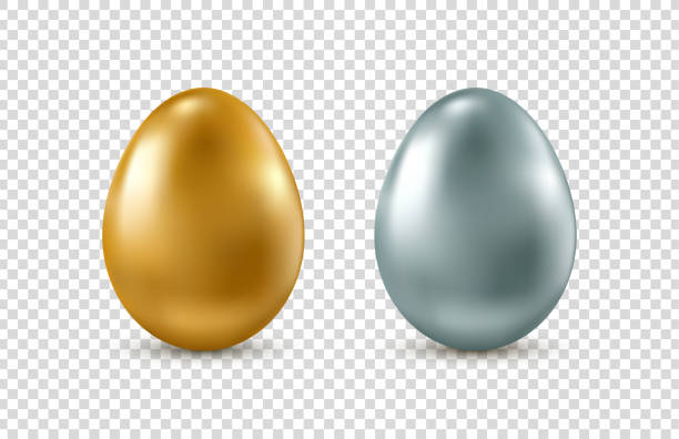 vektor golden und silber realistische ostereier auf transparentem hintergrund. - easter egg easter isolated three dimensional shape stock-grafiken, -clipart, -cartoons und -symbole