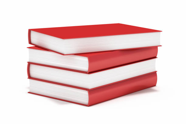 istock Red Cover Stack Books on a Isolated White Background Stock Photo 1208789645