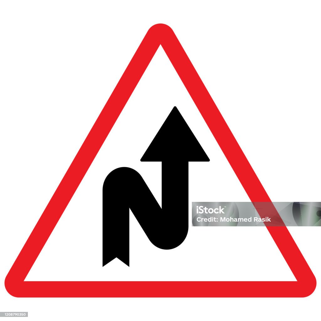 Zigzag Phải Hiệu Chỉnh Hình Vector Biển Báo Giao Thông Bảng Tam ...