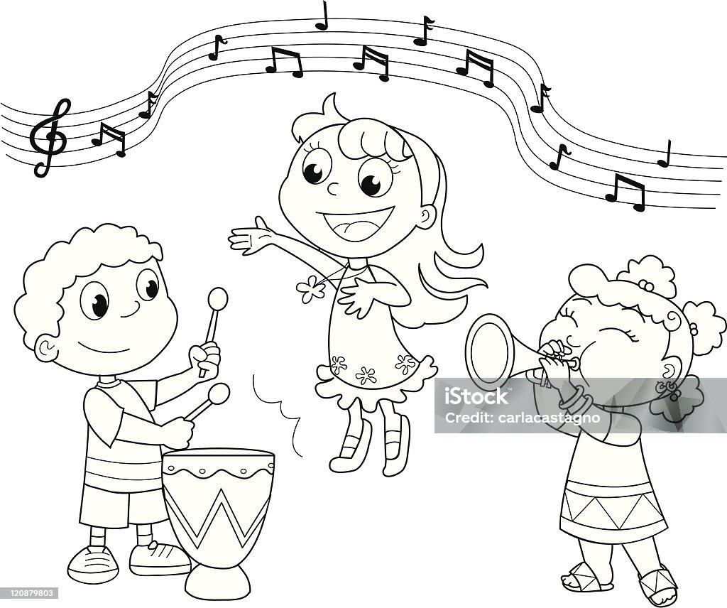 Jeune groupe de musique - clipart vectoriel de Colorier libre de droits