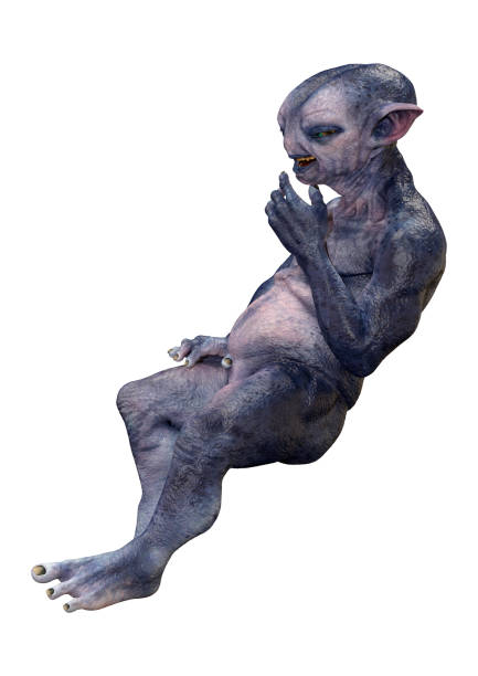 3D rendering of a blue alien isolated on white background