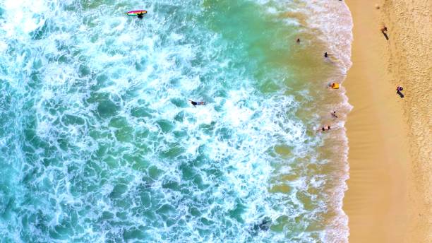 istock Top view of a beach with vacationers 1208803225