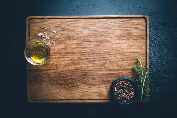 Photo of Cutting board and seasonings