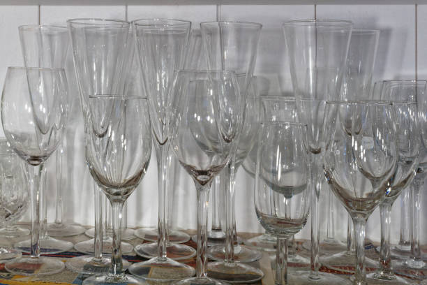 istock Wine glasses of various shapes and sizes 1208804798