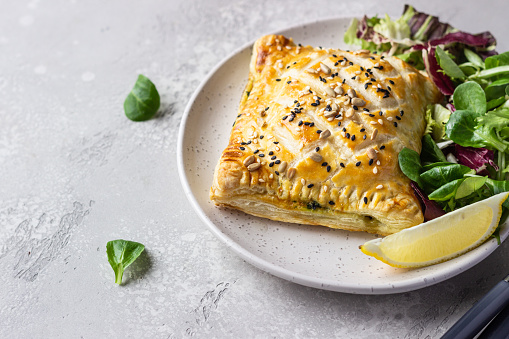 Turkish börek stuffed with sesame parsley and cheese