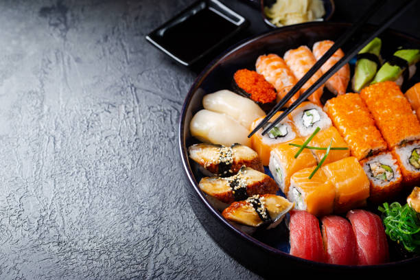 istock Set of sushi and maki 1208806336